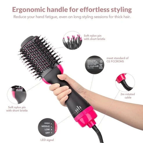 One Step Hot Air Brush 3-in-1 – Hair Dryer, Straightener, Curler & Styling Comb