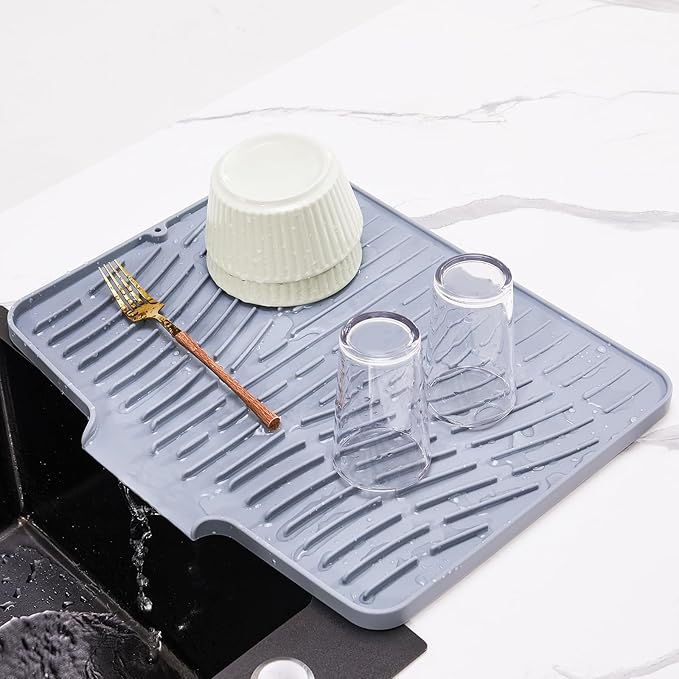 icone Dish Drying Mat for Kitchen Counter,Non - Slip Dish Drying Pad with Drain Lip,Heat Resistant Sink - Ventrokahome